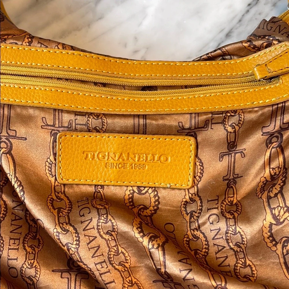 Tignanello Yellow Hobo Bag with Soft Slouchy Design